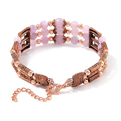 Kunzite 65.00 ctw Bangle Bracelet in Rosetone (7-0-9.0In)