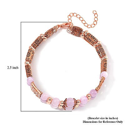 Kunzite 65.00 ctw Bangle Bracelet in Rosetone (7-0-9.0In)