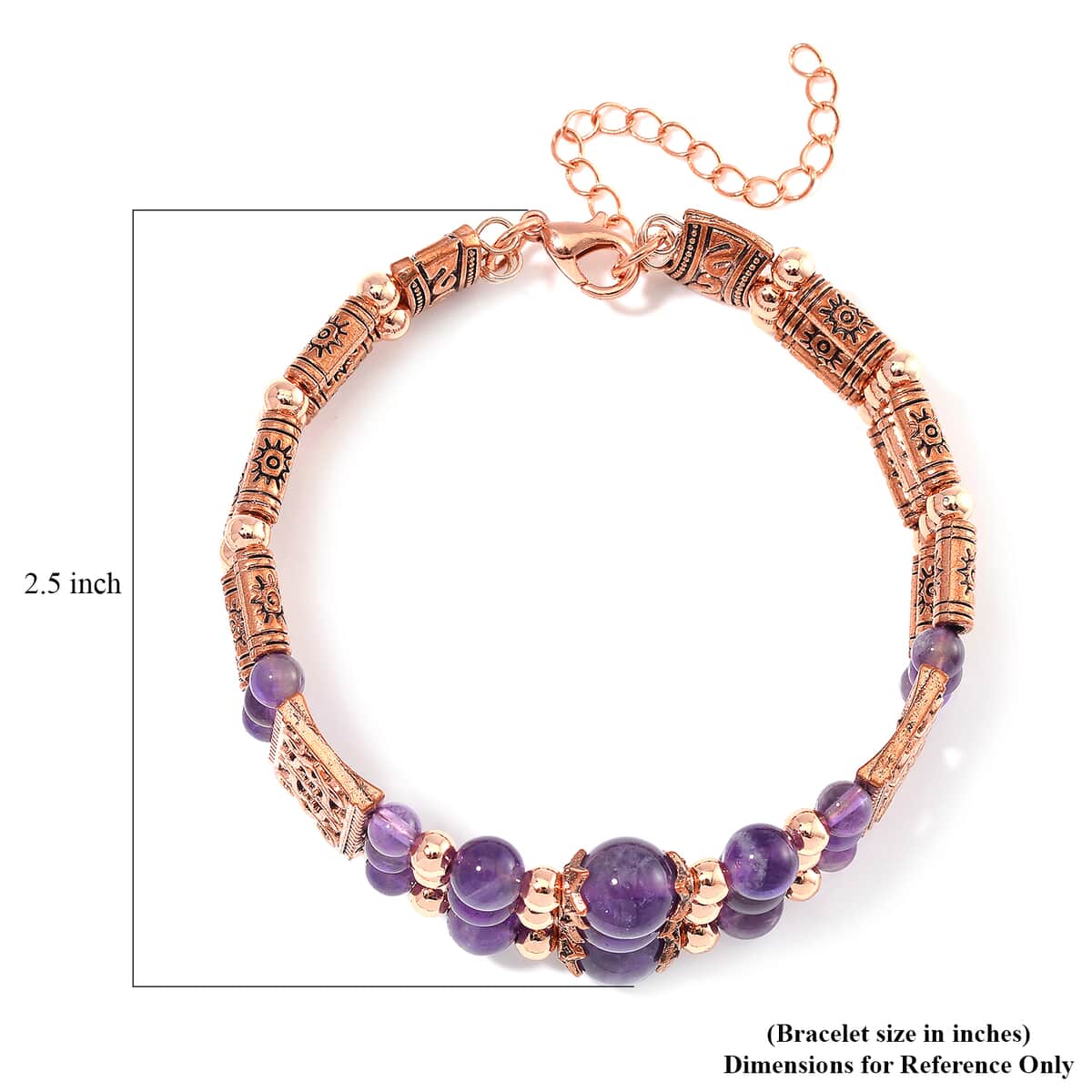 African Amethyst 65.00 ctw Bangle Bracelet in Rosetone (7-0-9.0In) image number 4