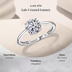 IGI Certified Luxuriant Lab Grown Diamond E-F VS 2.00 ctw Solitaire Ring in 14K White Gold (Size 7.5)