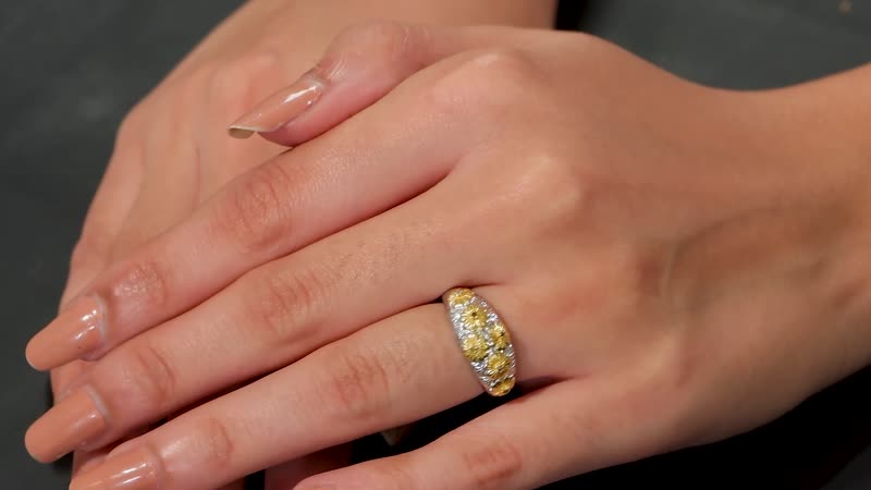 Karis Multi Diamond (IR & Natural) Accent Floral Ring in 18K YG Plated and Platinum Bond (Size 10.0)