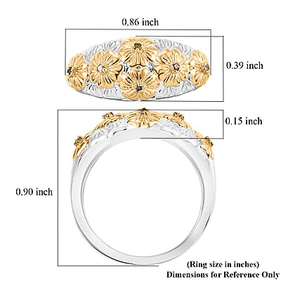 Karis Multi Diamond Accent Floral Ring in 18K YG Plated and Platinum Bond (Size 10.0)
