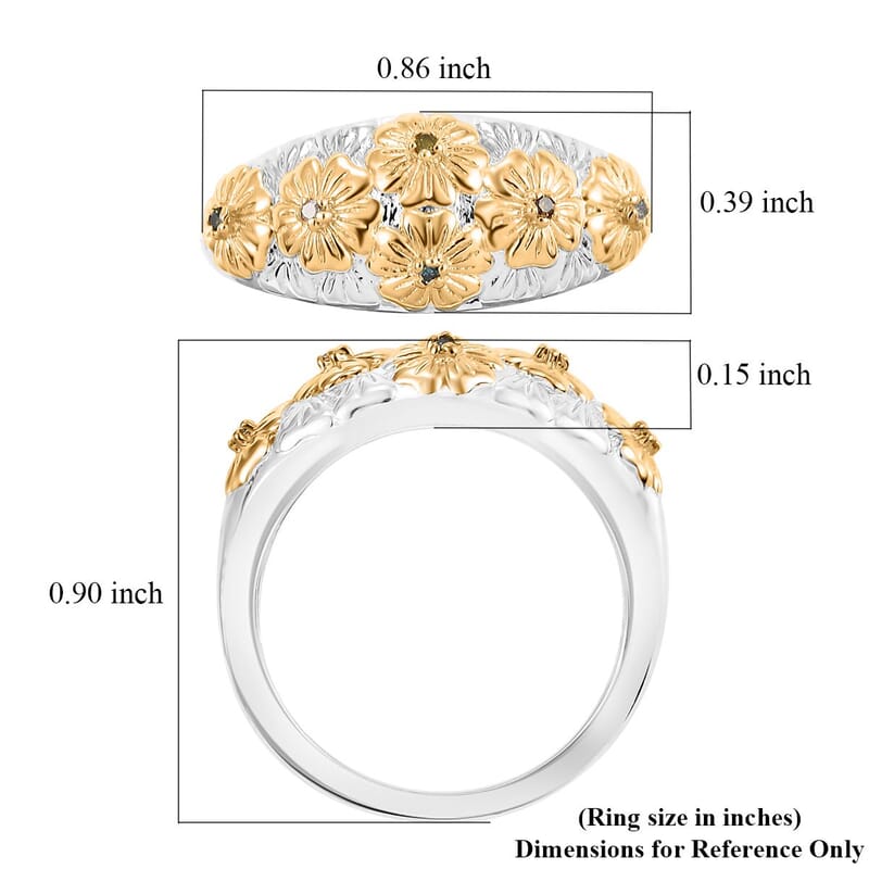 Karis Multi Diamond Accent Floral Ring in 18K YG Plated and Platinum Bond (Size 10.0)