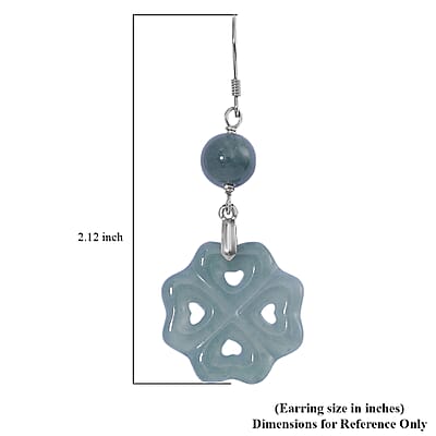 Natural Olmec Jadeite 30.00 ctw Carved Heart Earrings in Rhodium Over Sterling Silver