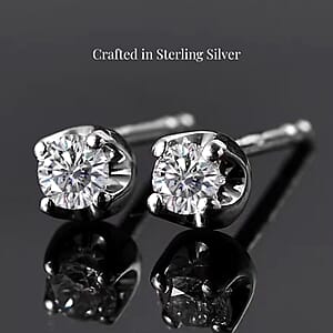 D'Joy Lab Grown Diamond I2 0.20 ctw Solitaire Stud Earrings in Rhodium Over Sterling Silver