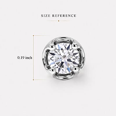 D'Joy Lab Grown Diamond I2 0.20 ctw Solitaire Stud Earrings in Rhodium Over Sterling Silver (Del. in 8-10 Days)