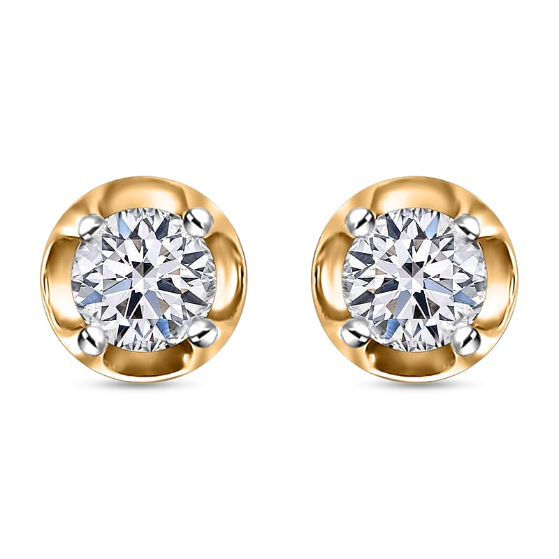 Luxuriant Lab Grown Diamond 0.20 ctw Stud Earrings in 18K Yellow Gold Over Sterling Silver 