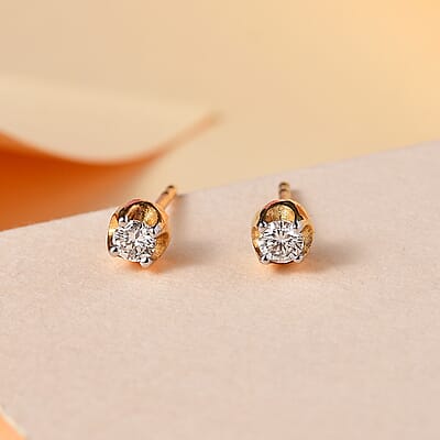 Luxuriant Lab Grown Diamond 0.20 ctw Stud Earrings in 18K Yellow Gold Over Sterling Silver 
