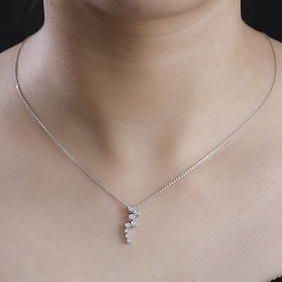 Luxuriant Lab Grown Diamond 0.25 ctw Pendant without Chain in Rhodium Over Sterling Silver