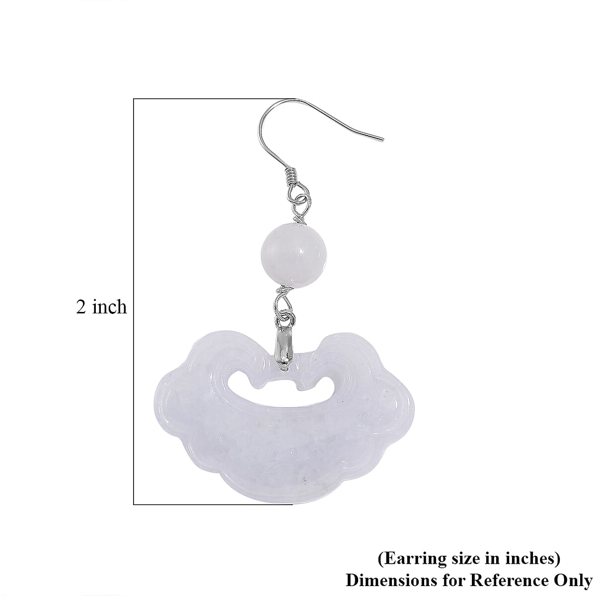 Natural Jade 50.00 ctw Cloud Carved Earrings in Rhodium Over Sterling Silver