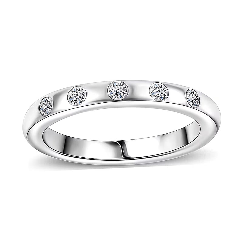 Luxuriant Lab Grown Diamond G-H SI 0.15 ctw Ring in Rhodium Over Sterling Silver (Size 10.0)
