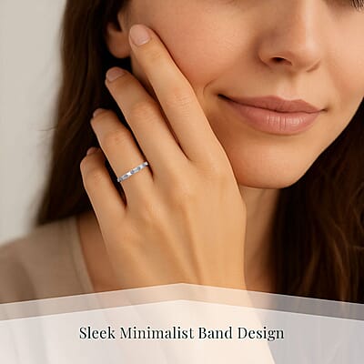 Luxuriant Lab Grown Diamond G-H SI 0.15 ctw Ring in Rhodium Over Sterling Silver (Size 10.0)