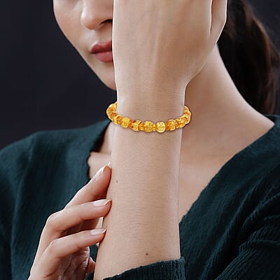 Baltic Amber Fancy Beaded Stretch Bracelet