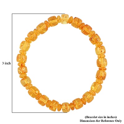 Baltic Amber Fancy Beaded Stretch Bracelet