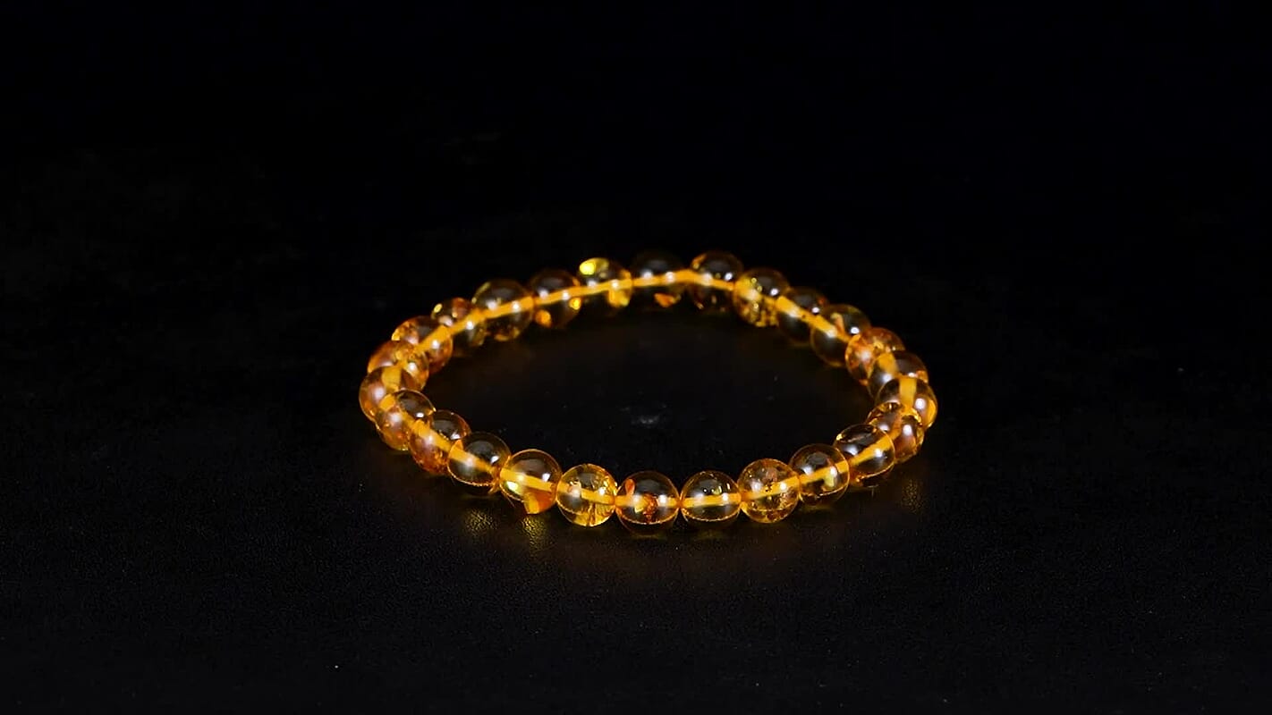 Baltic Amber Round Beaded Stretch Bracelet