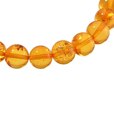 Baltic Amber Round Beaded Stretch Bracelet