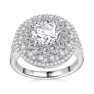 D'Joy Moissanite 3.00 ctw Spiral Galaxy Ring in Rhodium Over Sterling Silver (Size 7.0)