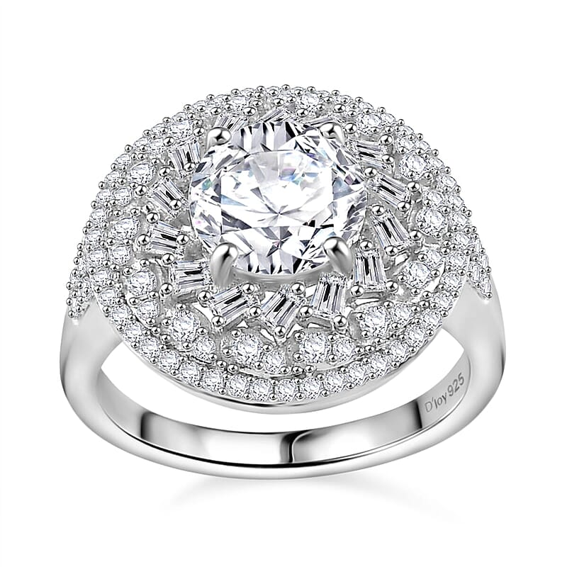 D'Joy Moissanite 3.00 ctw Spiral Galaxy Ring in Rhodium Over Sterling Silver (Size 7.0)