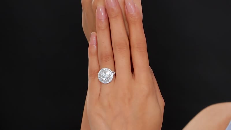 TLV Moissanite (Rnd 8mm) Ring in Rhodium Over Sterling Silver (Size 7.0) 2.50 ctw