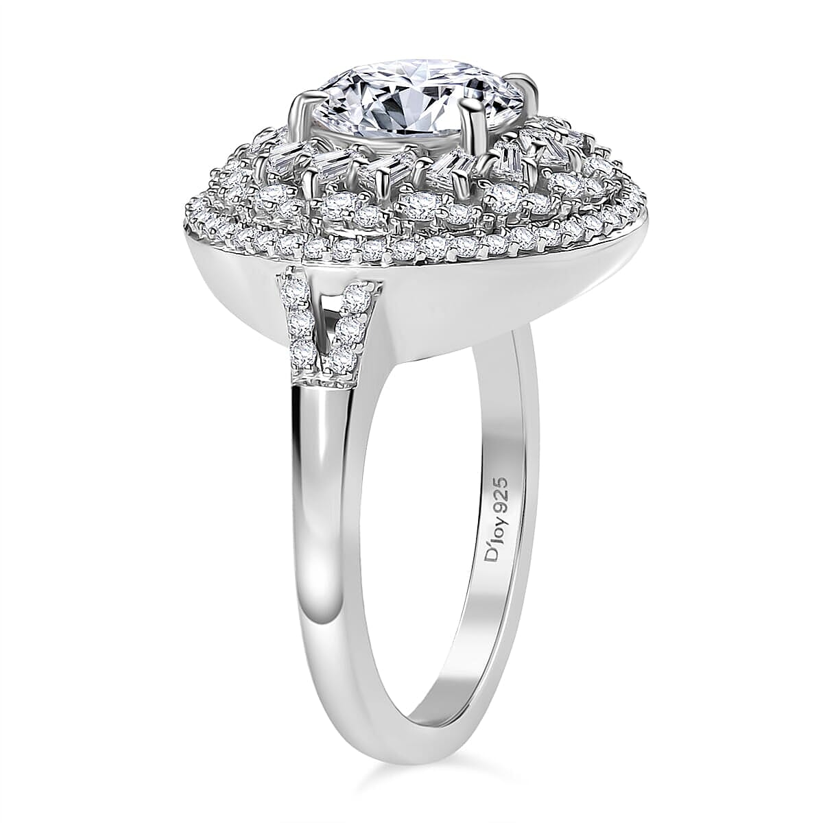D'Joy Moissanite 3.00 ctw Spiral Galaxy Ring in Rhodium Over Sterling Silver (Size 7.0)