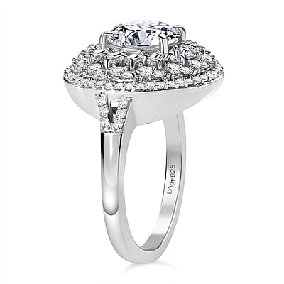 D'Joy Moissanite 3.00 ctw Spiral Galaxy Ring in Rhodium Over Sterling Silver (Size 7.0)