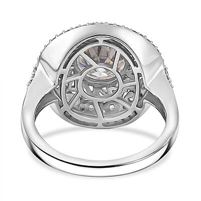 D'Joy Moissanite 3.00 ctw Spiral Galaxy Ring in Rhodium Over Sterling Silver (Size 7.0)