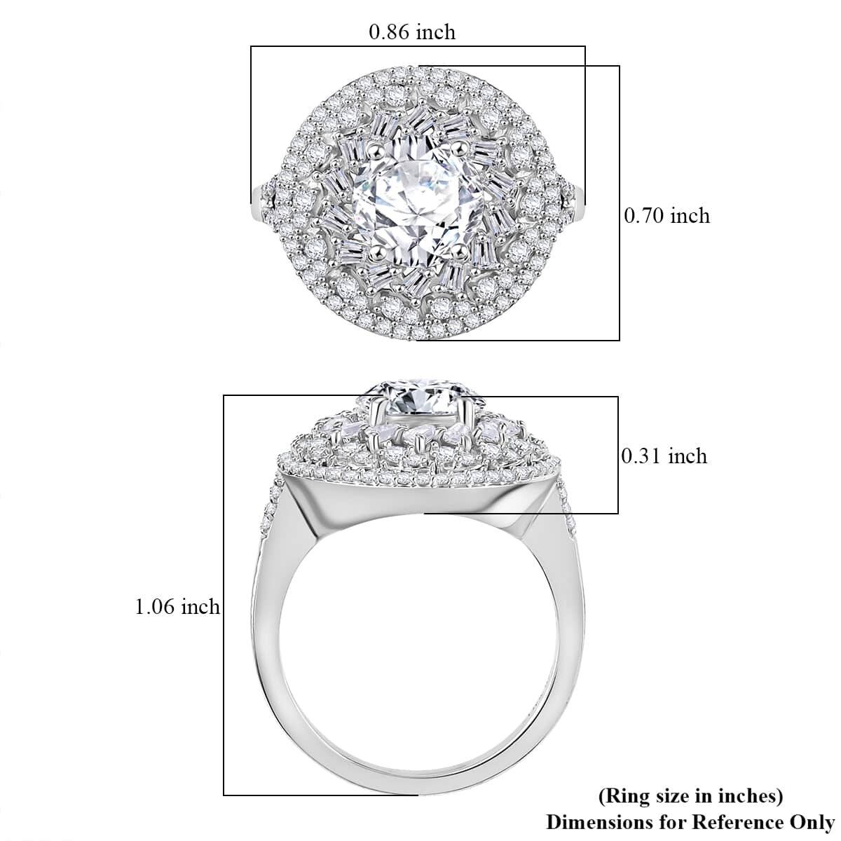 Moissanite 2.50 ctw Ring in Rhodium Over Sterling Silver (Size 7.0) image number 5