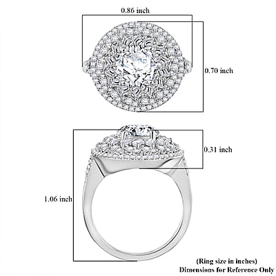 D'Joy Moissanite 3.00 ctw Spiral Galaxy Ring in Rhodium Over Sterling Silver (Size 7.0)