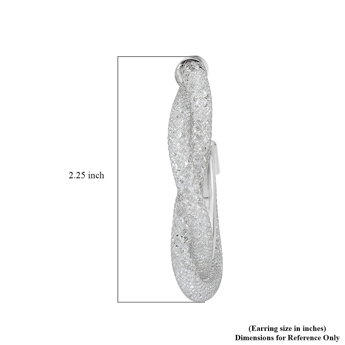 White Austrian Crystal Twisted Half Hoop Earrings in Silvertone