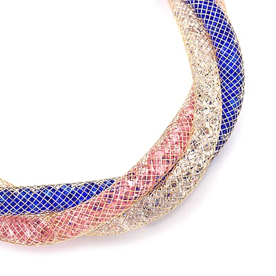 Multi Color Austrian Crystal Twisted Double Row Bracelet in Goldtone (8-10In)