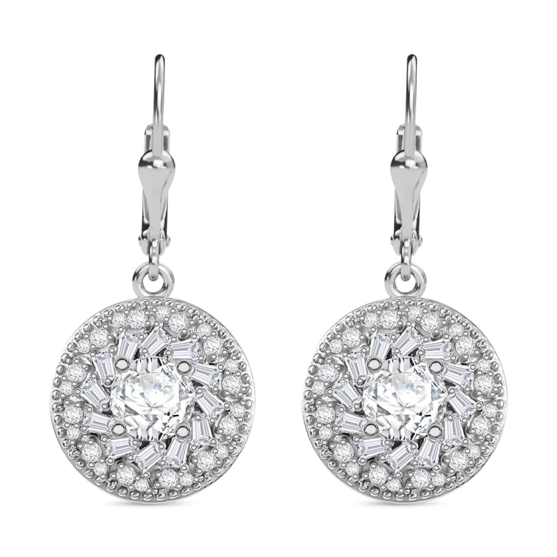 D'Joy Moissanite 2.50 ctw Spiral Galaxy Earrings in Rhodium Over Sterling Silver