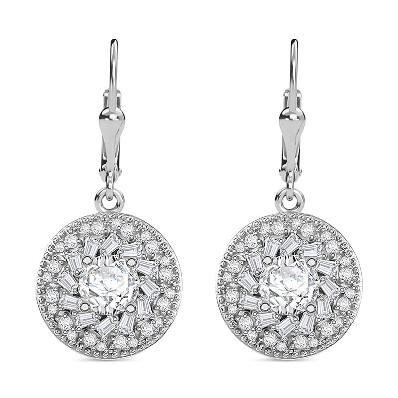 D'Joy Moissanite 2.50 ctw Spiral Galaxy Earrings in Rhodium Over Sterling Silver