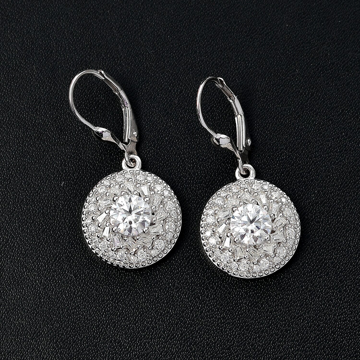 D'Joy Moissanite 2.50 ctw Spiral Galaxy Earrings in Rhodium Over Sterling Silver