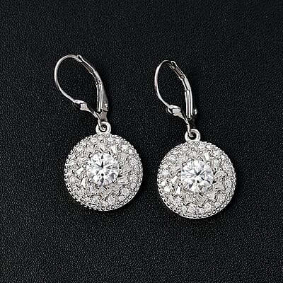 D'Joy Moissanite 2.50 ctw Spiral Galaxy Earrings in Rhodium Over Sterling Silver