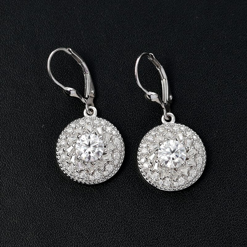D'Joy Moissanite 2.50 ctw Spiral Galaxy Earrings in Rhodium Over Sterling Silver
