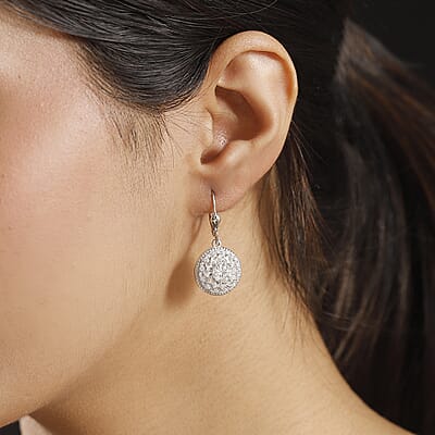 D'Joy Moissanite 2.50 ctw Spiral Galaxy Earrings in Rhodium Over Sterling Silver