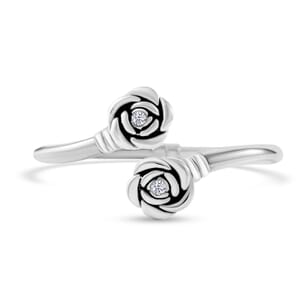 Simulated Diamond 0.08 ctw Bangle Bracelet in Sterling Silver (7.00 In) 