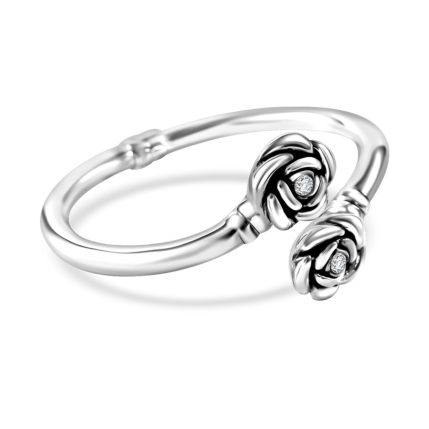 Simulated Diamond 0.08 ctw Bangle Bracelet in Sterling Silver (7.00 In) 