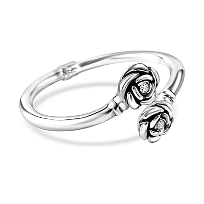 Simulated Diamond 0.08 ctw Bangle Bracelet in Sterling Silver (7.00 In) 