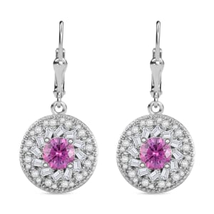 D'Joy Pink and White Moissanite 2.60 ctw Spiral Galaxy Earrings in Rhodium Over Sterling Silver