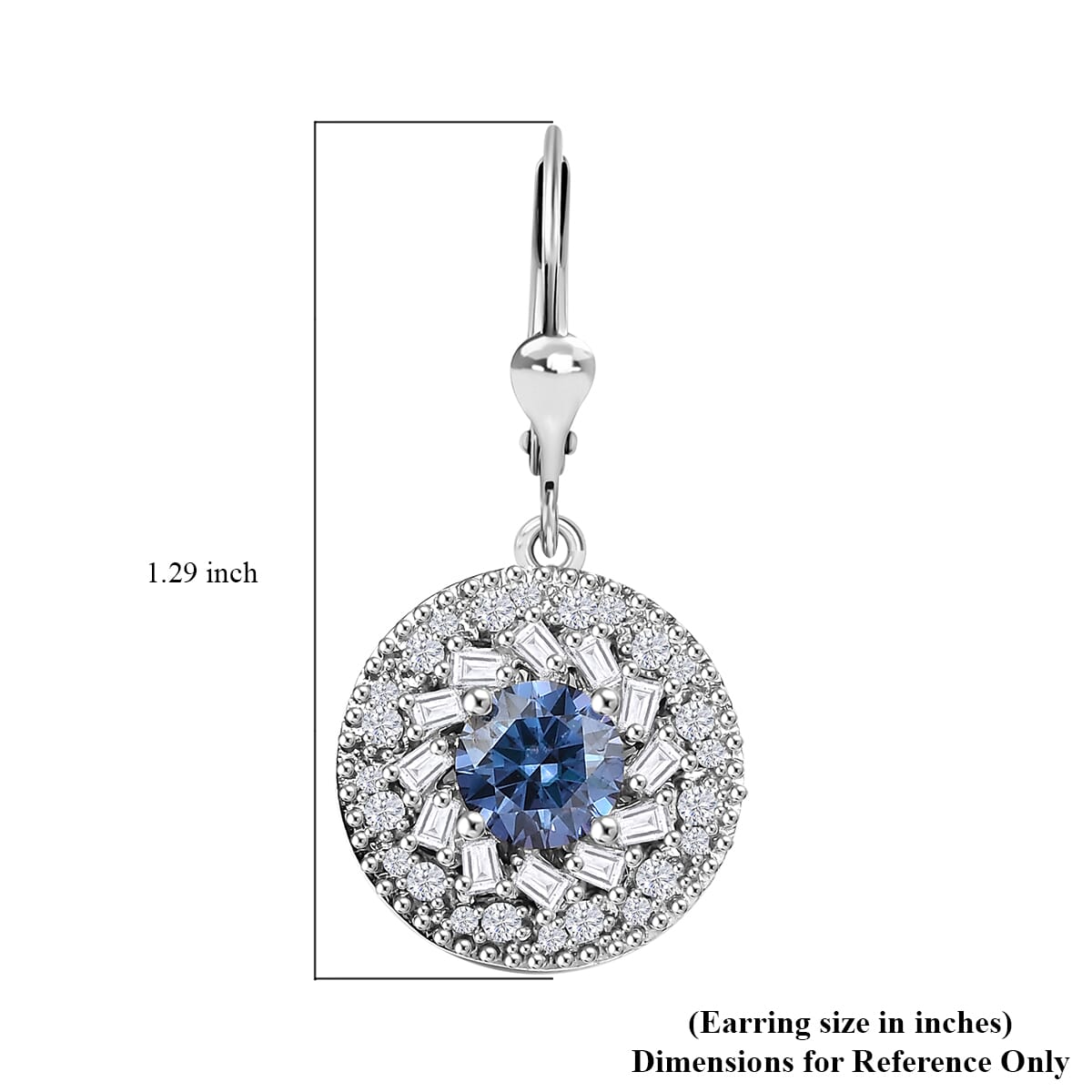 D'Joy Blue Moissanite and White Moissanite 2.70 ctw Spiral Galaxy Earrings in Rhodium Over Sterling Silver image number 5