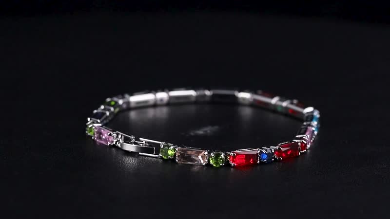 Doorbuster Simulated Multi Color Diamond Tennis Bracelet in Silvertone (7.50 In) 15.00 ctw
