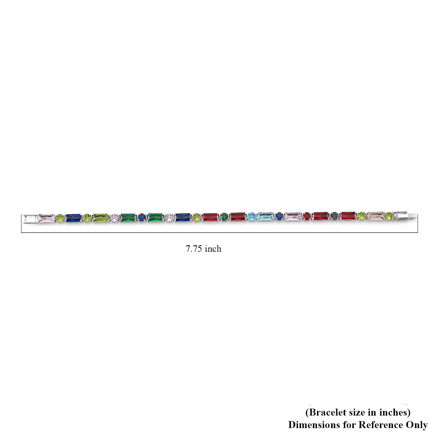 Simulated Multi Color Diamond 15.00 ctw Tennis Bracelet in Silvertone (7.50 In)