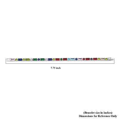 Simulated Multi Color Diamond 15.00 ctw Tennis Bracelet in Silvertone (7.50 In)