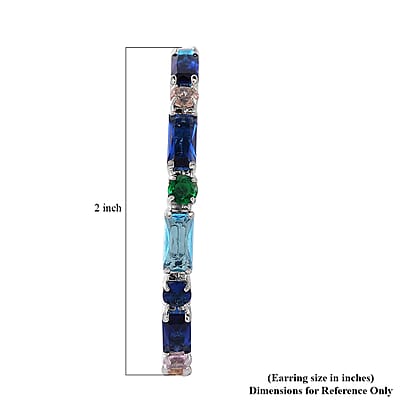 Simulated Multi Color Diamond 5.00 ctw Hoop Earrings in Silvertone