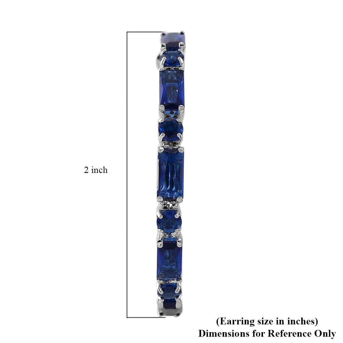 Doorbuster Simulated Blue Diamond 5.00 ctw Hoop Earrings in Silvertone image number 4