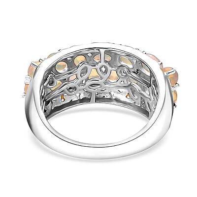 D'Joy Ethiopian Welo Opal 1.50 ctw Aurora Cascade Ring in 18K Vermeil YG and Rhodium Over Sterling Silver (Size 10.0)