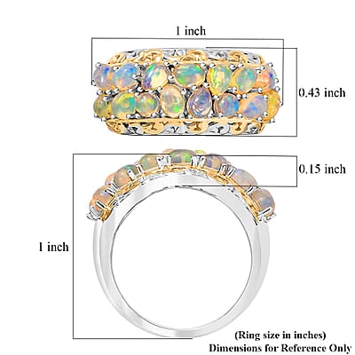 D'Joy Ethiopian Welo Opal 1.50 ctw Aurora Cascade Ring in 18K Vermeil YG and Rhodium Over Sterling Silver (Size 10.0)