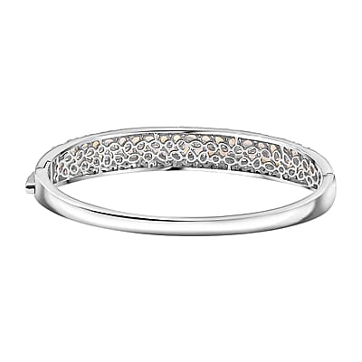 Ethiopian Welo Opal 4.20 ctw Aurora Cascade Bangle Bracelet in 18K Vermeil YG and Rhodium Over Sterling Silver (7.25 In)