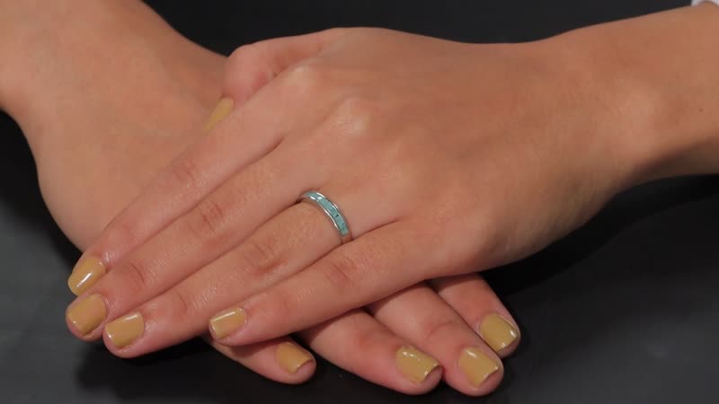 Grandidierite Band Ring in Rhodium Over Sterling Silver (Size 10.0) 0.60 ctw